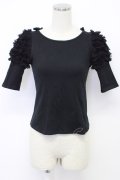 MILK / /ファニーフリルトップス  ブラック T-26-03-06-036-ML-TO-SA-ZT