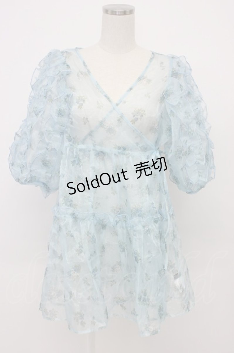 画像1: Candy Stripper / BABY RABBIT CACHE-COEUR DRESS  サックス T-26-03-06-041-PU-OP-SA-ZT637 (1)