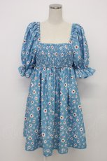 画像1: Candy Stripper / TINY DAISY PUFF SLEEVE DRESS 2 青Ｘ白 T-26-03-06-042-PU-OP-SA-ZT637 (1)