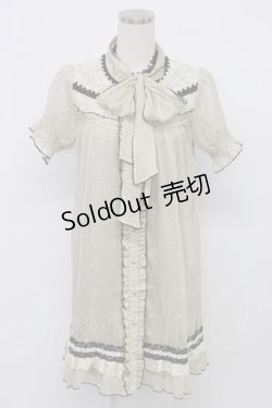 画像1: axes femme / フロッキードットブラウスワンピース  アイボリーＸ黒 T-26-03-06-044-AX-OP-SA-ZT