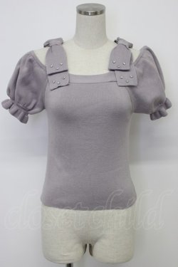 画像1: evelyn / ストーンリボンニットトップス  ラベンダー T-26-03-06-009-LO-TO-SA-ZT