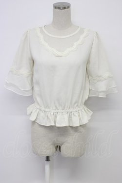 画像1: couture BY ROJITA / チュールスカラップ切替半袖ブラウス  アイボリー T-26-03-06-002-GO-BL-SA-ZT
