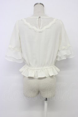 画像2: couture BY ROJITA / チュールスカラップ切替半袖ブラウス  アイボリー T-26-03-06-002-GO-BL-SA-ZT