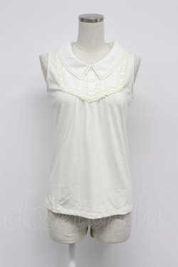 画像1: axes femme / パール襟ノースリーブトップス  白 T-26-03-07-001-AX-TO-SA-ZT