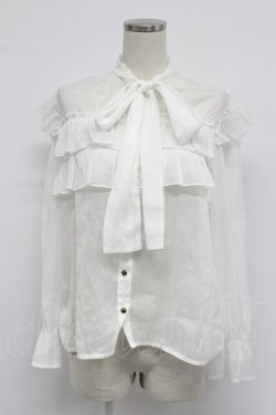 画像1: axes femme NOSTALGIE / シアーボウタイブラウス  ホワイト T-26-03-07-018-AX-BL-SA-ZT