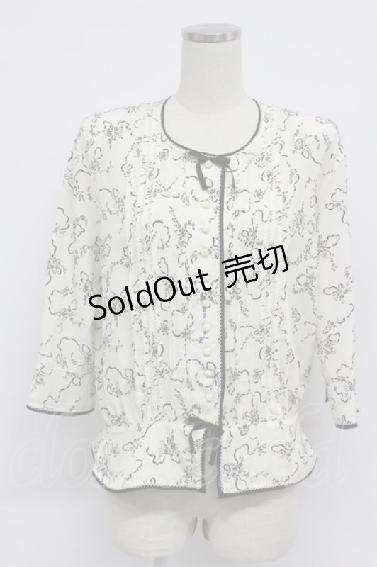 画像1: INGEBORG / ブーケ柄タック使いブラウス S シロ T-26-03-07-020-LO-BL-OW-ZT638 (1)