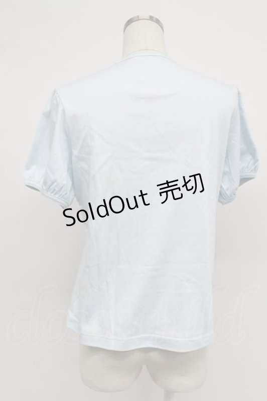 画像2: PINK HOUSE / ロゴ入りパフスリーブカットソー  サックス T-26-03-07-023-LO-TO-SA-ZT638 (2)