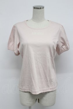 画像1: PINK HOUSE / ロゴ入りパフスリーブカットソー  ピンク T-26-03-07-027-LO-TO-SA-ZT