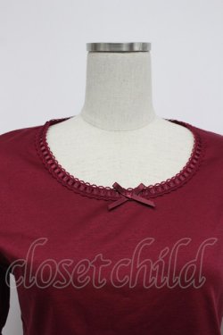 画像5: PINK HOUSE / はしごレースリボン半袖カットソー  ボルドー T-26-03-07-032-LO-TO-SA-ZT