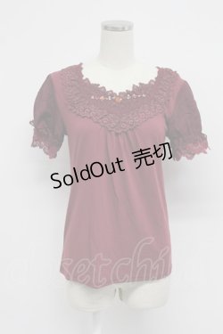 画像1: axes femme / デザイン袖半袖インナーPO M ワイン T-26-03-07-033-AX-TO-SA-ZT