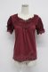 画像1: axes femme / デザイン袖半袖インナーPO M ワイン T-26-03-07-033-AX-TO-SA-ZT (1)