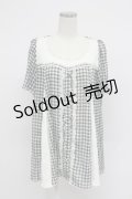 axes femme / ギンガムチェック切替シフォンブラウス風トップス  黒Ｘ白 T-26-03-07-036-AX-BL-SA-ZT638