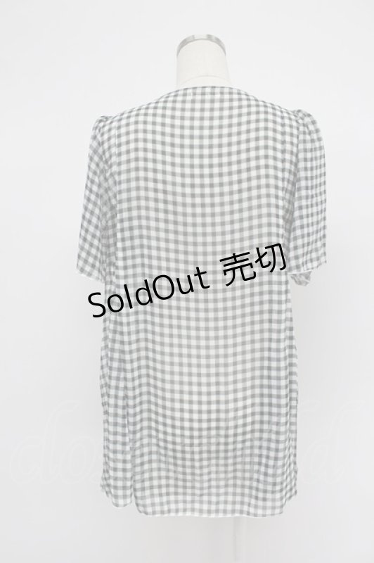 画像2: axes femme / ギンガムチェック切替シフォンブラウス風トップス  黒Ｘ白 T-26-03-07-036-AX-BL-SA-ZT638 (2)