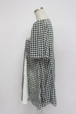 画像3: axes femme / ギンガムチェック切替シフォンブラウス風トップス  黒Ｘ白 T-26-03-07-036-AX-BL-SA-ZT