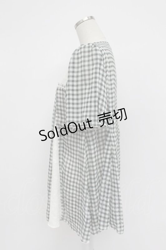 画像3: axes femme / ギンガムチェック切替シフォンブラウス風トップス  黒Ｘ白 T-26-03-07-036-AX-BL-SA-ZT638 (3)