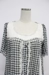 画像4: axes femme / ギンガムチェック切替シフォンブラウス風トップス  黒Ｘ白 T-26-03-07-036-AX-BL-SA-ZT638 (4)