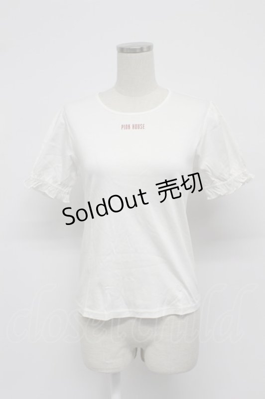 画像1: PINK HOUSE / ロゴ半袖カットソー  白Ｘ赤 T-26-03-07-004-LO-TO-SA-ZT638 (1)