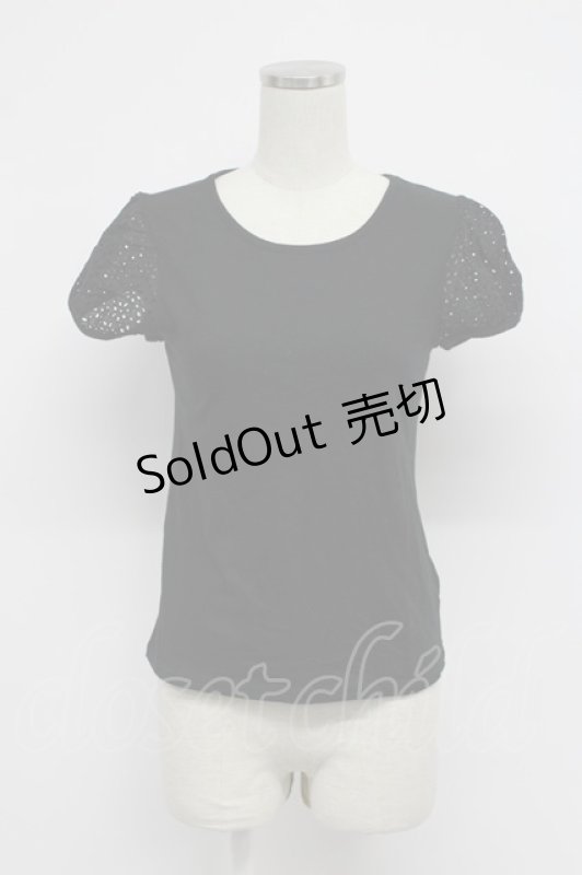画像1: Jane Marple / レース半袖カットソー  黒 T-26-03-07-041-JM-TO-SA-ZT638 (1)