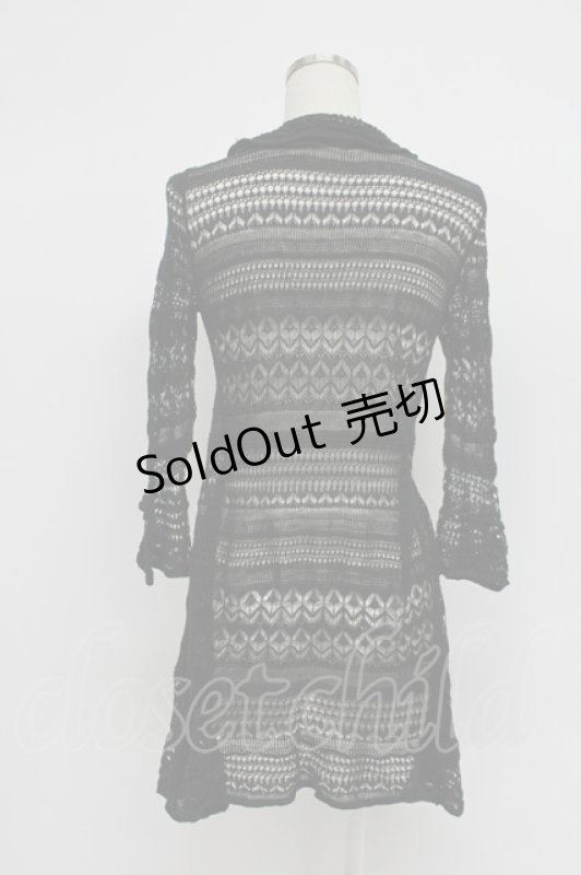 画像2: INGEBORG / お花モチーフ使い透かし編みカーディガン 9号 クロ T-26-03-07-043-LO-TO-OW-ZT638 (2)