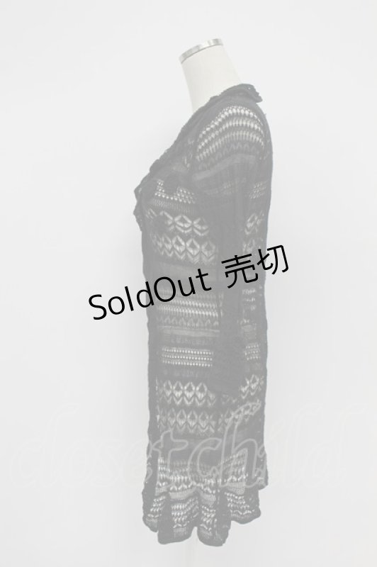 画像3: INGEBORG / お花モチーフ使い透かし編みカーディガン 9号 クロ T-26-03-07-043-LO-TO-OW-ZT638 (3)