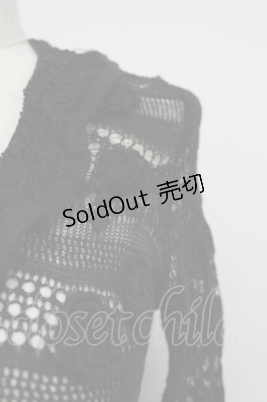 画像4: INGEBORG / お花モチーフ使い透かし編みカーディガン 9号 クロ T-26-03-07-043-LO-TO-OW-ZT638 (4)