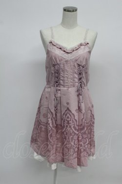 画像1: axes femme / オパール花パネルフレアーワンピース  ピンク T-26-03-07-046-AX-SK-SA-ZT