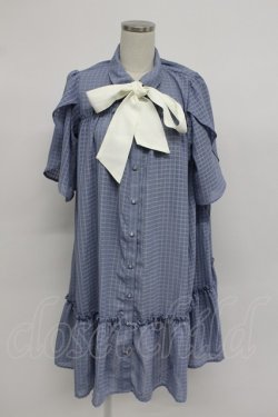 画像1: axes femme / シアーチェックチュニックワンピース  ブルー T-26-03-07-047-AX-OP-SA-ZT