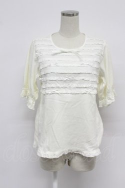 画像1: PINK HOUSE / リボンいっぱいフリル使いカットソー  白 T-26-03-07-006-LO-TO-SA-ZT