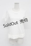 PINK HOUSE / フリルロゴ使い半袖カットソー  白Ｘラベンダー T-26-03-07-008-LO-TO-SA-ZT