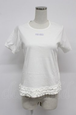 画像1: PINK HOUSE / フリルロゴ使い半袖カットソー  白Ｘラベンダー T-26-03-07-008-LO-TO-SA-ZT