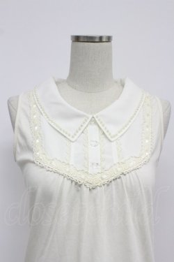 画像5: axes femme / パール襟ノースリーブトップス  白 T-26-03-07-001-AX-TO-SA-ZT