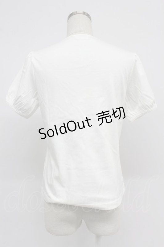 画像2: PINK HOUSE / ロゴ入りパフスリーブカットソー  白Ｘ赤 T-26-03-07-010-LO-TO-SA-ZT638 (2)