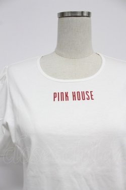 画像4: PINK HOUSE / ロゴ入りパフスリーブカットソー  白Ｘ赤 T-26-03-07-010-LO-TO-SA-ZT
