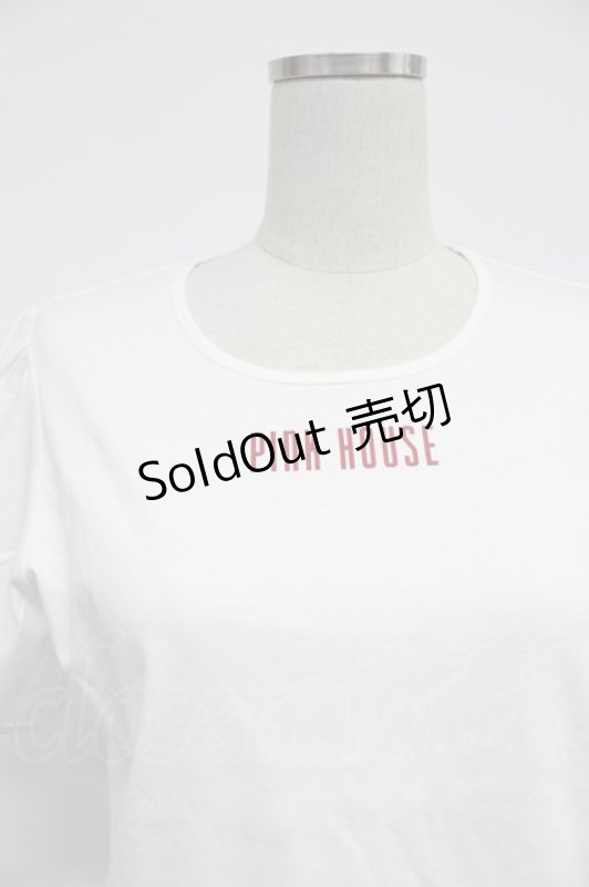 画像4: PINK HOUSE / ロゴ入りパフスリーブカットソー  白Ｘ赤 T-26-03-07-010-LO-TO-SA-ZT638 (4)