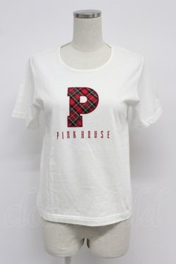画像1: PINK HOUSE / Pロゴアップリケ付きカットソー  白 T-26-03-07-011-LO-TO-SA-ZT