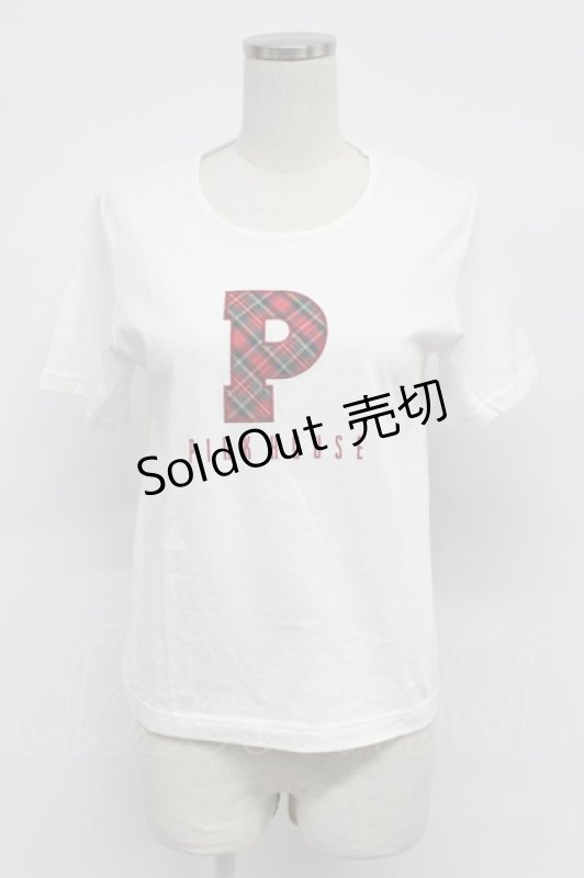 画像1: PINK HOUSE / Pロゴアップリケ付きカットソー  白 T-26-03-07-011-LO-TO-SA-ZT638 (1)