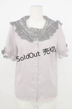 画像1: MA*RS / レースセーラー襟半袖ブラウス  ピンクＸ黒 T-26-03-08-023-EL-BL-SA-ZT