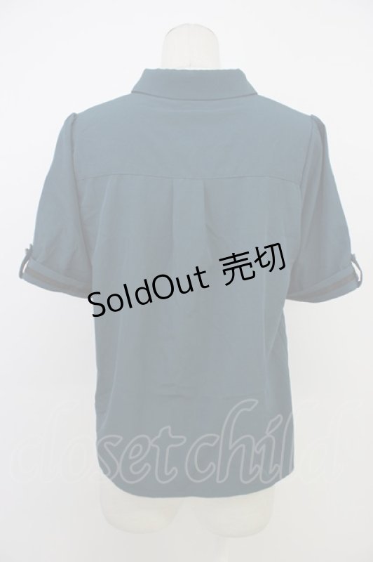 画像2: axes femme / メタル×タイ付き連釦ブラウス M グリーン T-26-03-08-025-AX-BL-SA-ZT640 (2)