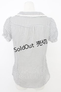 画像2: axes femme / ギンガムチェック半袖ブラウス  黒Ｘ白 T-26-03-08-026-AX-BL-SA-ZT