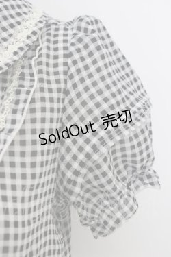 画像3: axes femme / ギンガムチェック半袖ブラウス  黒Ｘ白 T-26-03-08-026-AX-BL-SA-ZT