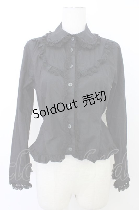 画像1: BABY,THE STARS SHINE BRIGHT / ラウンドローズレース長袖ブラウス  黒　 T-26-03-08-030-BA-BL-SA-ZT640 (1)