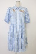 axes femme kawaii / 刺繍ティアードシャツワンピ  サックスＸ白 T-26-03-08-032-AX-OP-SA-ZT