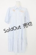 axes femme kawaii / 刺繍ティアードシャツワンピ  サックスＸ白 T-26-03-08-032-AX-OP-SA-ZH