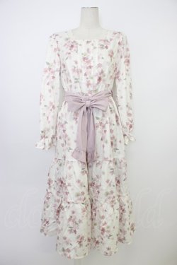 画像1: axes femme / 桜柄ティアードワンピース M キナリ T-26-03-08-033-AX-OP-SA-ZT