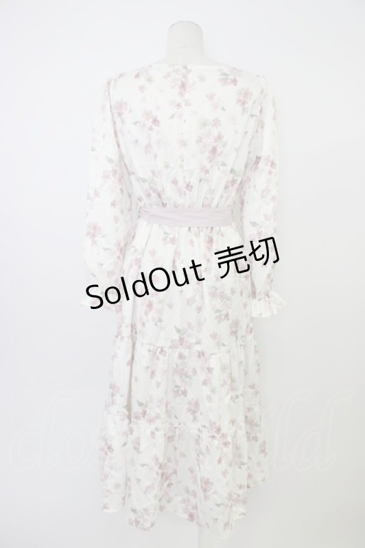 画像2: axes femme / 桜柄ティアードワンピース M キナリ T-26-03-08-033-AX-OP-SA-ZT640 (2)