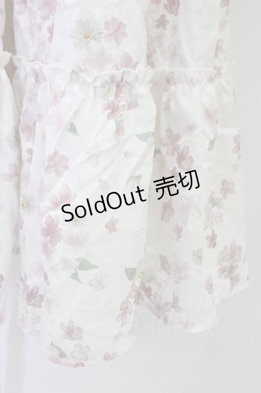 画像4: axes femme / 桜柄ティアードワンピース M キナリ T-26-03-08-033-AX-OP-SA-ZT640 (4)