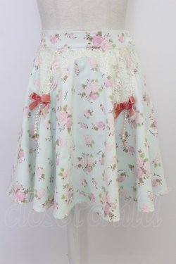 画像1: Swankiss / 薔薇柄フェイクガータースカート  ミント T-26-03-08-039-CA-SK-SA-ZT