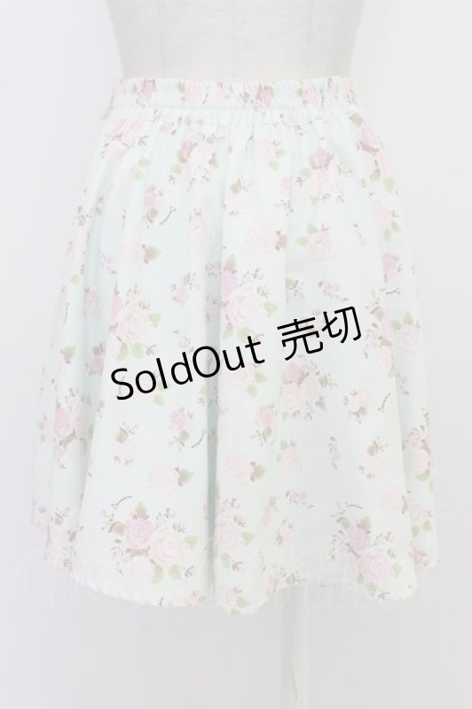 画像2: Swankiss / 薔薇柄フェイクガータースカート  ミント T-26-03-08-039-CA-SK-SA-ZT641 (2)