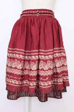 画像1: axes femme / メッセージ柄スカート  ボルドーＸアイボリー T-26-03-08-041-AX-SK-SA-ZT