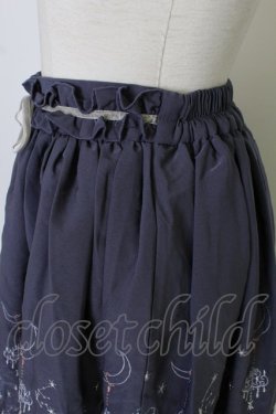 画像4: axes femme / 夜空刺繍スカート  紺Ｘシルバー T-26-03-08-042-AX-SK-SA-ZT